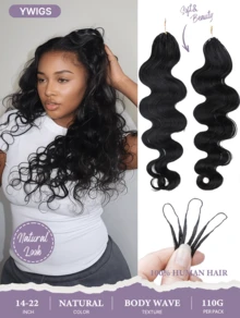 Y WIGS Miracle Knots 100% Remy 真人髮鉤編髮 100 股 14-20 英吋 自然色 大波浪 預分束 輕量耐用 羽毛般輕盈 適合運動、聖誕、日常與節日 - Natural Black - 查看 14