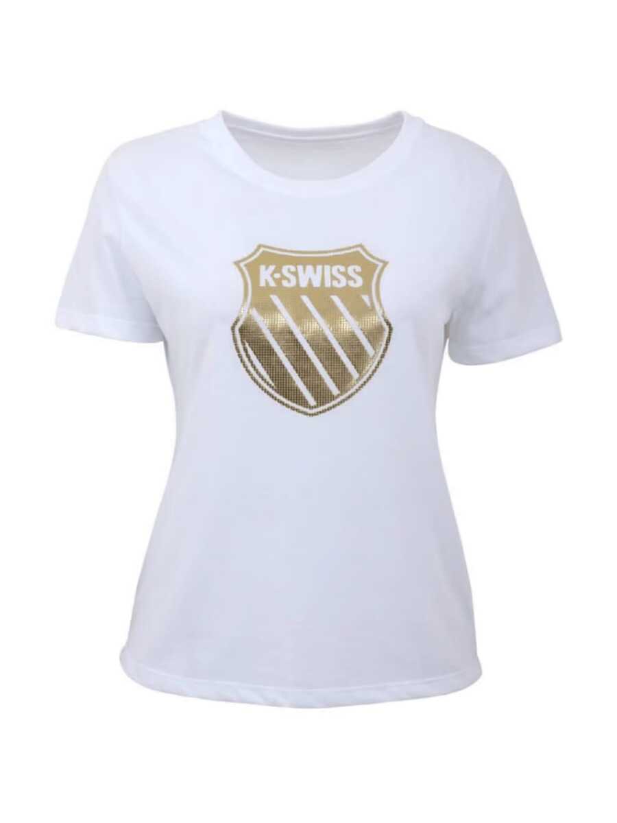 A Bright Golden Shield Symbolizes Strength, Elegance, And Confidence, With Lines That Reflect Light And A Modern Design For An Active, Feminine Spirit. A Comfortable, Casual Women's T-Shirt For Everyday Wear. - 白色 - 查看 1