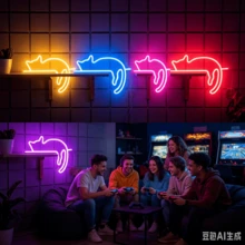 1个猫咪霓虹灯LED灯，电池或USB供电，卧室、游戏室、生日派对、求婚、周年纪念、酒吧、圣诞节和其他节日的装饰墙饰 - 白色 - 查看 5