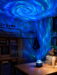 1pc Galaxy Projection Lamp, Swirling Colorful Wave Ripple Atmosphere Lamp, Suitable For Living Room, Home Theater, Bedroom, Holiday Decoration - MultiWarna - View 9