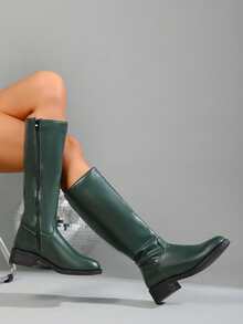Women's Soft Sole Black Boots, British Style Versatile Ankle Boots, Slimming Foot-Flattering Boots - Green - View 3