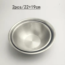 1pc/2pcs/3pcs/Stainless Steel Salad Bowl, 201 Stainless Steel Cooking Bowl, Egg Beating And Dough Kneading Fruit Baking Home Bowl, Multi-Functional Mixing, Kneading - Silver - View 16