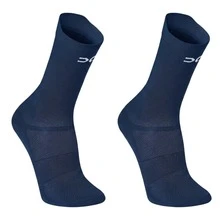 Kit Of 2 Pairs Of Adult Polyamide Running Socks With 3D Cuff, Breathable, Thermal Comfort, High Performance, Spinning, Cycling - 2雙海軍藍 - 查看 10