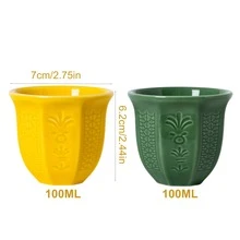 2pcs Embossed Coffee Cups - 100/180/250ml, Arabic Ceramic Espresso Cups, Ideal For Family Gatherings, Saudi National Day Gifts - Multicolor - View 15