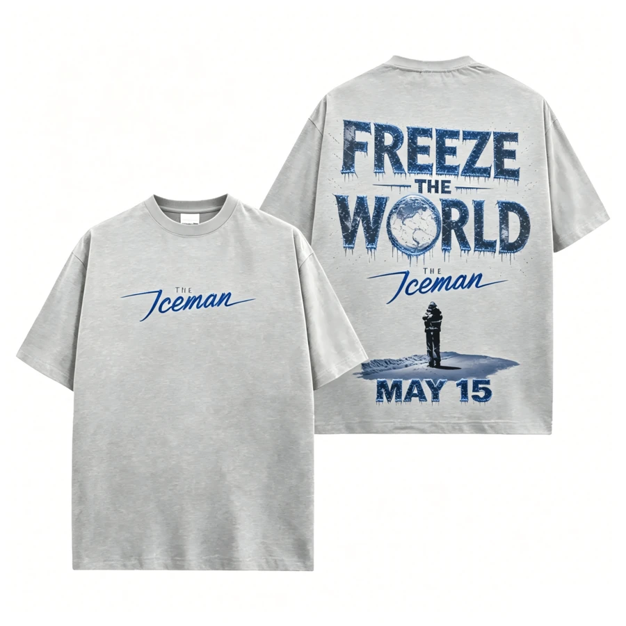 Summer 2026 USA-Drake "Iceman" 2026 Album Graphic Tee, Washed Cotton Hip Hop Shirt, OVO Inspired Rap Merch, Vintage Portrait T-Shirt, Y2K Streetwear Oversized Fit, Fan Gift Apparel2026-Gift For Him,Breathable & Soft,Daily Wear,Gym Workout - 淺灰色 - 查看 1