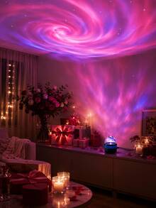 [Lámpara de proyección de galaxia] Efecto de iluminación de remolino de colores rojo y verde, lámpara de ambiente con control remoto alimentada por USB, adecuada para sala de estar, dormitorio, fiesta, decoración de habitación - Multicolor - Ver 12
