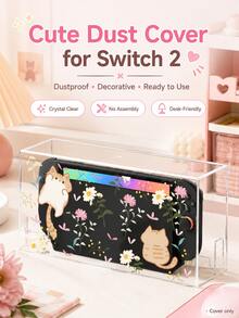 适用于 Switch OLED 和 NS 的透明 Switch 2 防尘盖，主机和底座保护壳，防刮防震，DIY 贴纸设计，侧边充电开口，边缘光滑，无需安装 - 查看 4