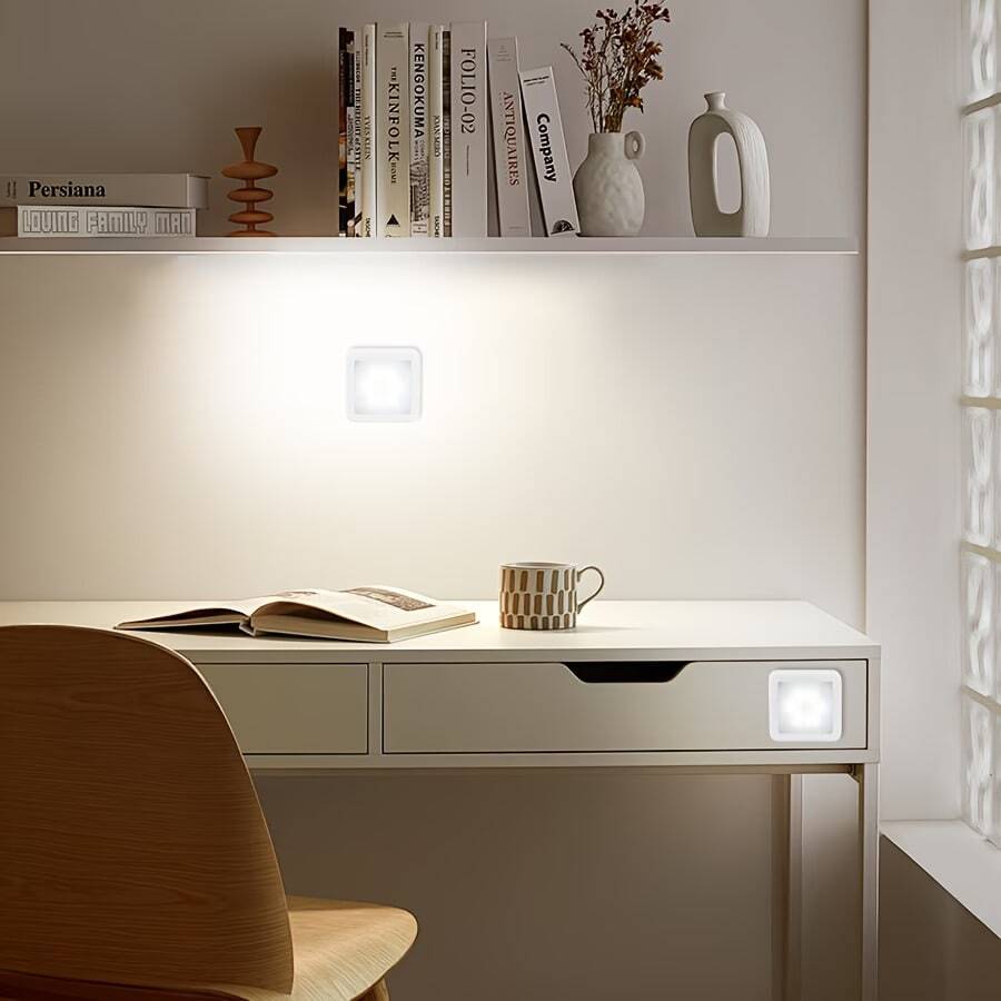 Outdoor Motion Sensor Stair Wall Light, Battery-Powered Wireless Night Light, 6 LED Beads, Suitable For Under Cabinet/Corridor Wardrobe Kitchen - Christmas Use, ≤36V Including Battery, IP44, Simple Lighting, Minimalist Design, Durable Structure - [Pack Of 3] White Light - View 1