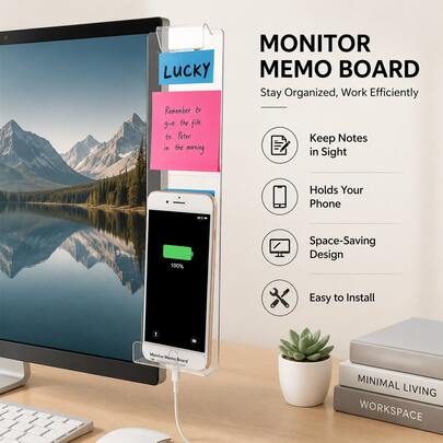 1/10/20pcs Acrylic  Monitor Memo Board,Multifunctional Computer Monitor Message Board With Phone Stand, Desk Decor For Home Office