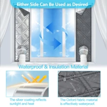 1pc Insulated Portable Air Conditioner Window Seal Kit With Reflective Silver Coating And Gray Oxford Fabric, Adjustable AC Exhaust Hose Window Seal Suitable For Sliding Windows - Thickened Aluminum Foil Ring Cotton - View 9