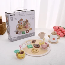 Wooden Tray Teapot Simulation Afternoon Tea Set Toy, Suitable For Girls Children Role Play - Multicolor - View 9