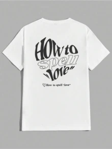 The Large Text Displays An Artistic Phrase That Speaks About The Way Love Is Written, Highlighting Curved Letters And Romantic Energy That Conveys A Positive Message In Every Word. A Comfortable, Modern Men's T-Shirt, Perfect For Everyday Wear On Casual Occasions. - 白色 - 查看 1