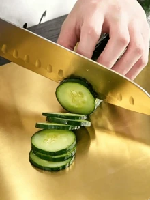 Powcan 1PC High Quality Double-Sided Stainless Steel Cutting Board - Reinforced, Durable, Mildew-Resistant, Suitable For Kitchen And Restaurant Use, Easy To Clean With Water, Clean And Hygienic - Gold - View 11