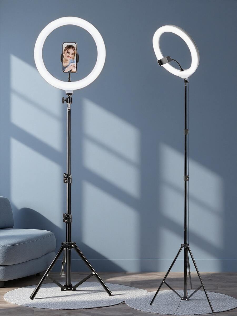 Lampu Ring 12 Inci dengan Tripod 43 Inci, Lampu LED yang Dapat Diatur dengan Tripod dan Dudukan Ponsel, Cocok untuk Ponsel Pintar dan Android, untuk Fotografi, Selfie, Perekaman Video, Konferensi Video, Wawancara, Siaran Langsung, Vlogging, Pertemuan Keluarga, Pesta Natal, Aktivitas Luar Ruangan - A - View 1