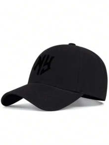 1 chiếc mũ lưỡi trai nam in chữ NY dập nổi, mũ thời trang unisex. - màu đen - Xem 2