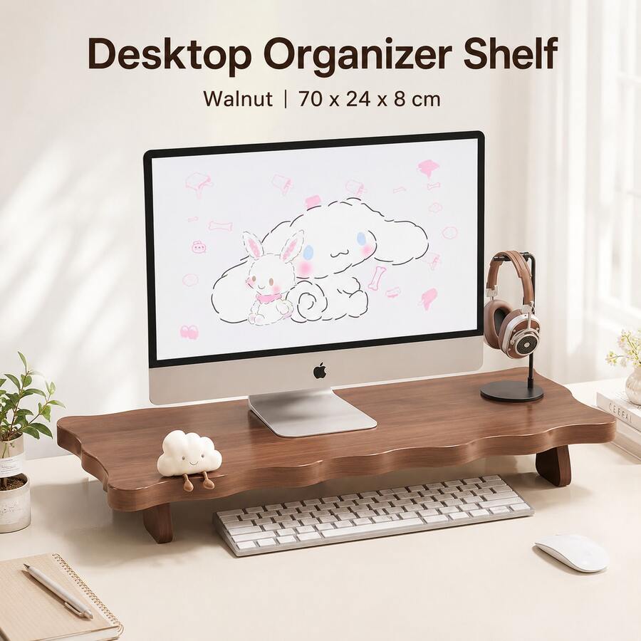 1 pieza Soporte de monitor ajustable, organizador de escritorio rectangular pintado, soporte multifuncional para pantalla de computadora y estante de almacenamiento de artículos de oficina - Conjuntos - Ver 1