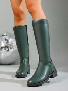 Women's Soft Sole Black Boots, British Style Versatile Ankle Boots, Slimming Foot-Flattering Boots - Green - View 4