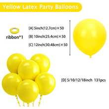 50/131pcs Yellow Balloons In Different Sizes 18/12/10/5 Inch Yellow Balloon Garland Arch Kit Suitable For Graduation, Wedding, Bi Baby Shower, Sunflower And Bee Theme Party Decorations - Yellow - View 3