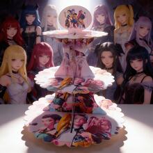 1pc Trending Witch Hunter Theme DIY Tiered Cake Stands, Stylish Dessert Ornaments Suitable For K-Pop Fan Gathering Birthday Events - Multicolor - View 2