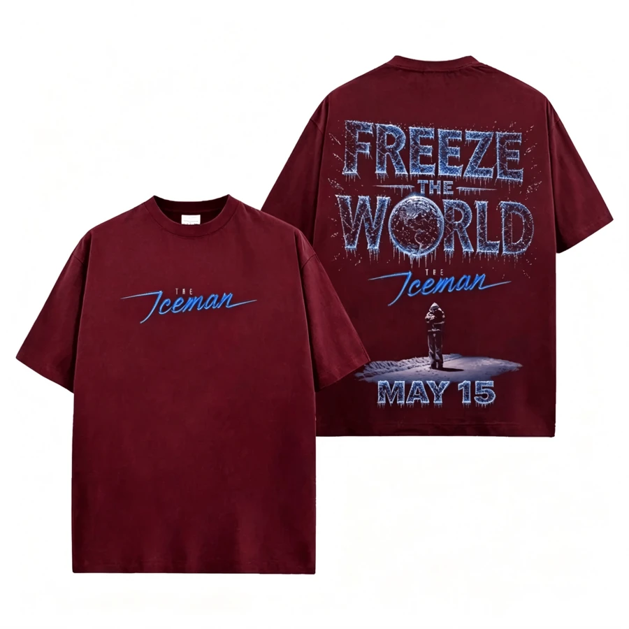 Summer 2026 USA-Drake "Iceman" 2026 Album Graphic Tee, Washed Cotton Hip Hop Shirt, OVO Inspired Rap Merch, Vintage Portrait T-Shirt, Y2K Streetwear Oversized Fit, Fan Gift Apparel2026-Gift For Him,Breathable & Soft,Daily Wear,Gym Workout - 勃根地色 - 查看 1