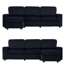 Sofá esquinero con almacenamiento, sofá modular, sofá con otomana, sofá grande para sala de estar, moderno, cómodo, núcleo de muelles ensacados, 245,5 cm - Negro - Ver 1