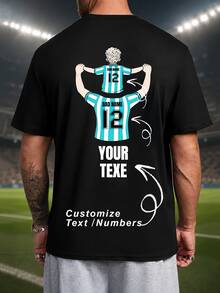 Custom Plus Size Father & Son Casual T-Shirt - Input Your Favorite Text, Canada Jointly Hosted Sports - Black - View 1