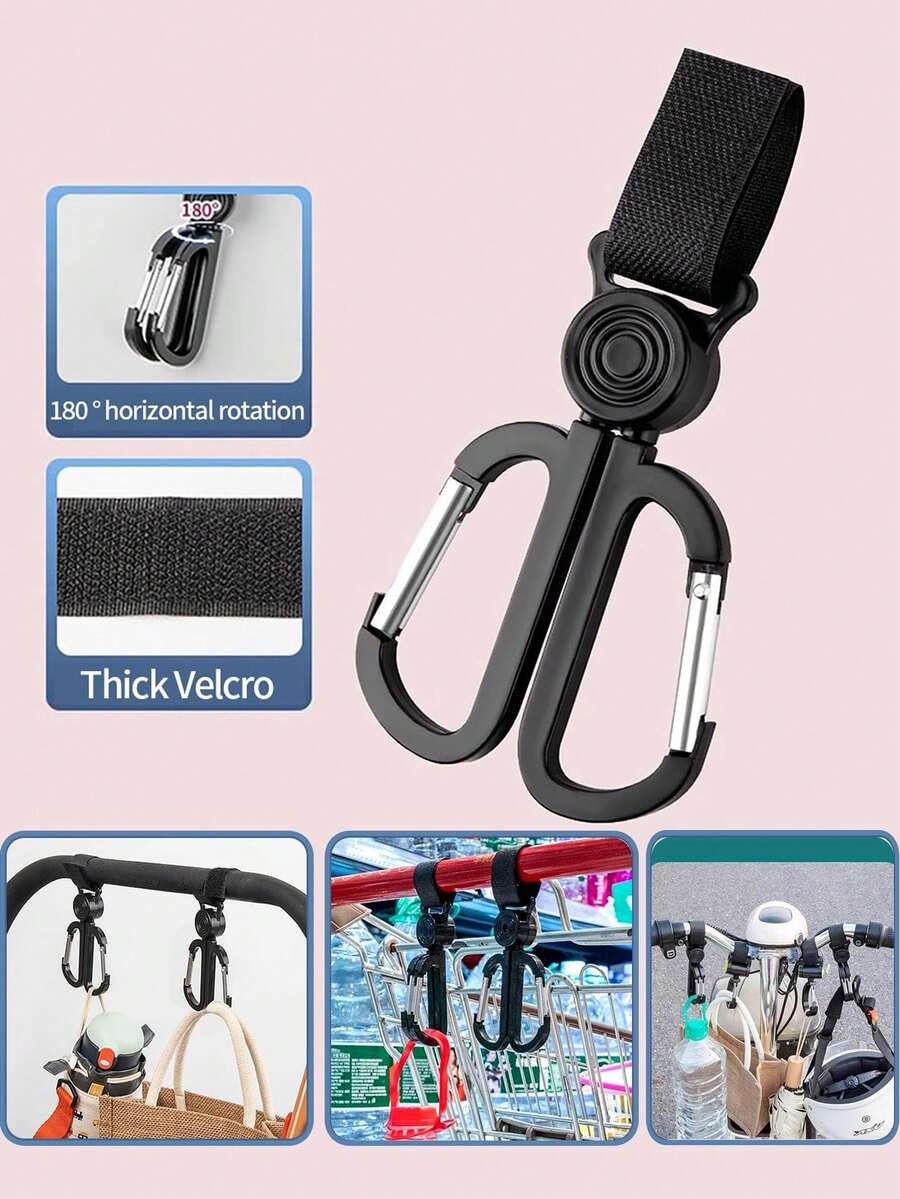 1pc Stroller Dual Hook Rotating Wardrobe Bag Hook No Drilling Required Electric Scooter Helmet Rack Multifunctional Organizer Storage Hanger Portable Stand Handle Mount Bracket Clip Holder Support - View 1