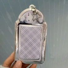 1个Y2K银色镜面猫咪照片卡夹钥匙扣，可爱摇滚明星风格3英寸偶像相框（带吉他和星星吊坠），美观亚克力照片卡保护挂件，可用于背包装饰和收藏展示，返校季必备 - 卡套 - 查看 3