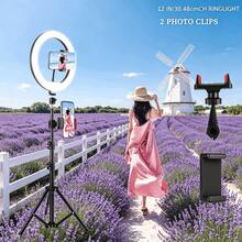 UEGOGO Đèn vòng RGB 12 inch với chân đế điều chỉnh độ cao và khả năng xoay 360°, 38 chế độ chiếu sáng, tương thích với điện thoại và Android, lý tưởng cho trang điểm, phát trực tiếp, chụp ảnh, quay phim và selfie. - màu đen - Xem 1