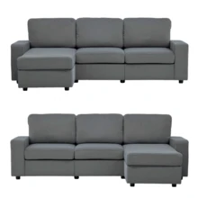 Sofá esquinero con almacenamiento, sofá modular, sofá con otomana, sofá grande para sala de estar, moderno, cómodo, núcleo de muelles ensacados, 245,5 cm - Gris - Ver 1