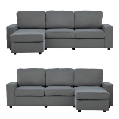 Sofá esquinero con almacenamiento, sofá modular, sofá con otomana, sofá grande para sala de estar, moderno, cómodo, núcleo de muelles ensacados, 245,5 cm - Gris - Ver 1