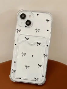 1件透明蝴蝶結與愛心圖案 TPU 防震全包手機殼，相容 Apple 17、16、15、14、13、12、11 Pro Max、Air 及系列 - 彩色 - 查看 2