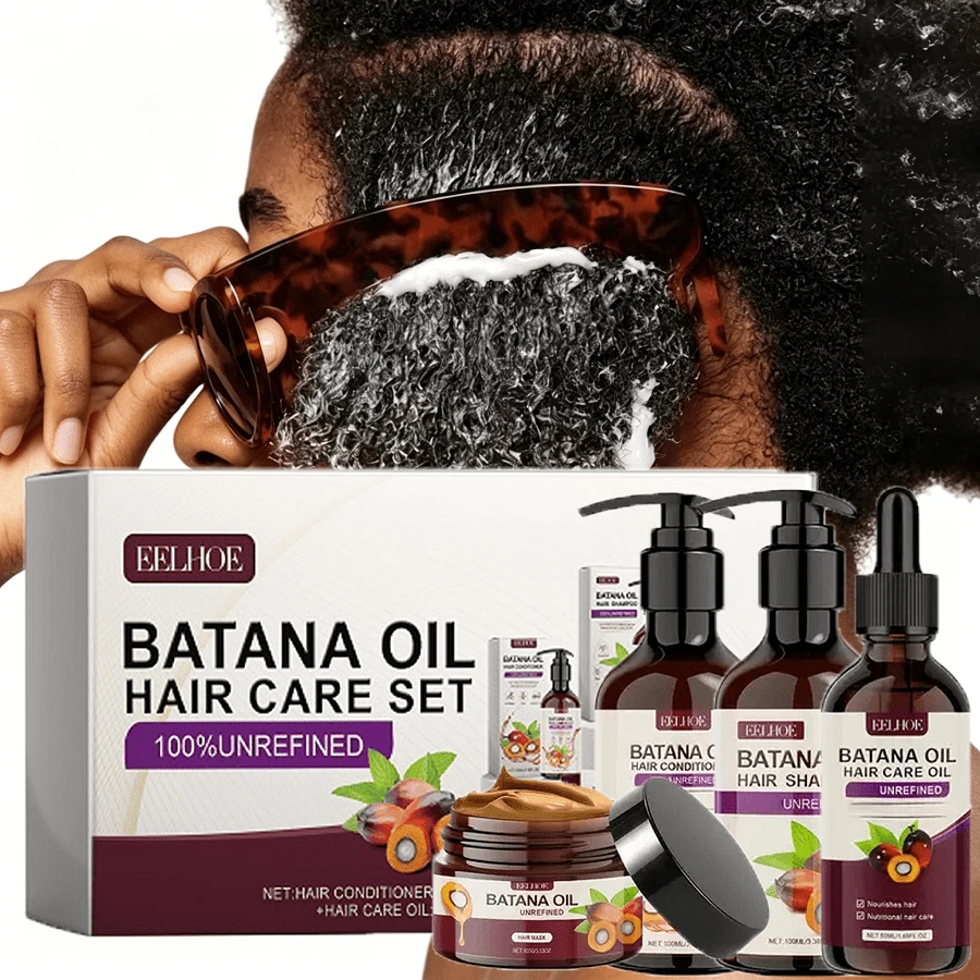1 Set,Batana Oil Volumizing Hair Care Set,Deeply Moisturizes Hair, Creates Smooth And Soft Hair, Improves Frizzy Hair, Repairs Split Ends, Makes Hair Plump And Fluffy, Refreshing And Non-Greasy - màu nâu - Xem 1