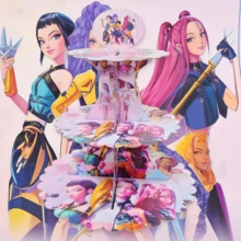 1pc Trending Witch Hunter Theme DIY Tiered Cake Stands, Stylish Dessert Ornaments Suitable For K-Pop Fan Gathering Birthday Events - Multicolor - View 6
