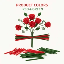 1 Set Red Rose Pipe Cleaner Set, Includes Twisted Pipe Cleaners, Pipe Cleaner Sticks, Pipe Cleaner Rose Flower Set, Pipe Cleaner Floral DIY Bouquet Set (Red), Colorful Pipe Cleaner Floral Set Includes Green Floral Wire, Gardening Tape, Pipe Cleaner Handmade DIY Rose Red Fluffy Pipe Cleaner Green Bouquet Supplies, Pipe Cleaner Wholesale DIY Floral Set, Wedding Mother's Day Gift, Holiday Decoration - Multicolor - View 13