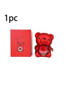 1 Hộp Quà Gấu Ôm Hoa Hồng Ngày Valentine, Hộp Trang Sức Hoa Hồng Xoay Sáng Tạo, Hộp Quà Hoa Xà Phòng Đỏ, Hộp Đựng Vòng Cổ, Nhẫn, Hộp Quà Tặng Cho Nữ (Không Bao Gồm Trang Sức) - Hộp quà hình gấu - Xem 8