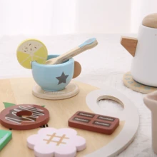 Wooden Tray Teapot Simulation Afternoon Tea Set Toy, Suitable For Girls Children Role Play - Multicolor - View 11