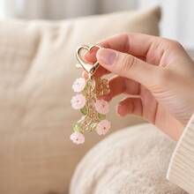 1Pc Cute Pink Flower & Butterfly Keychain Sweet Heart Lobster Clasp Bag Charm - Multicolor - View 3