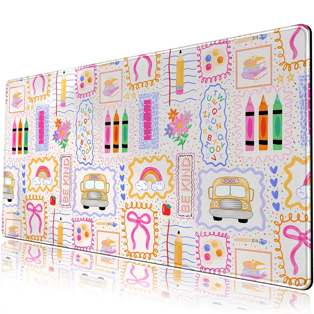 Pink Cute Desk Mat  Teacher Desk Pad Large Mouse Pad Teacher Appreciation Gift Back To School Extended Gaming Mousepad XXL Keyboard Mouse Mat For Computer Laptop Classroom Decor