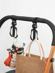 1pc Stroller Dual Hook Rotating Wardrobe Bag Hook No Drilling Required Electric Scooter Helmet Rack Multifunctional Organizer Storage Hanger Portable Stand Handle Mount Bracket Clip Holder Support - View 3
