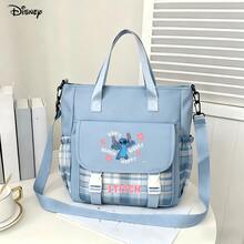 Túi tote Disney Lilo & Stitch - Túi đeo vai in hình Stitch với họa tiết kẻ caro "Đừng lo lắng, hãy vui vẻ", có thể dùng làm túi xách tay, túi đựng laptop, túi đựng đồ học tập, túi đeo chéo, dễ mang theo, kiểu dáng thời trang phù hợp cho công việc, học tập và đi lại hàng ngày. - màu1 - Xem 3
