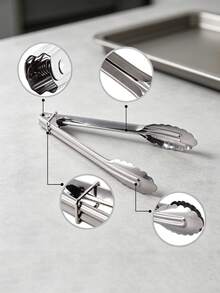 5pcs Stainless Steel Food Tongs Set, Kitchen Tongs, Heat Resistant Non-Slip, Suitable For Cooking, Grilling, Buffet, Salad And Daily Kitchen Use - Multicolor - View 5