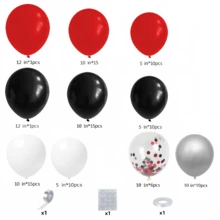 96pcs Red Black White Balloon Garland Arch Kit, Assorted Sizes Red Black White Silver Multicolor Balloons, Suitable For Boys Girls Children Shower Birthday New Year Graduation Wedding Racing Poker Party Decoration - Multicolor - View 2