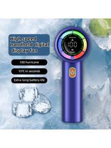 Portable Handheld Digital Display Fan, Portable Fan With LED Display Screen, Digital Power Indicator Light, USB Rechargeable, Easy To Carry, Convenient To Use, Suitable For Office, Sports, Women, Men, Adults, Outdoor Hanging Neck Fan, Holiday Essentials - Multicolor - View 2