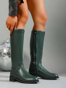 Women's Soft Sole Black Boots, British Style Versatile Ankle Boots, Slimming Foot-Flattering Boots - Green - View 1