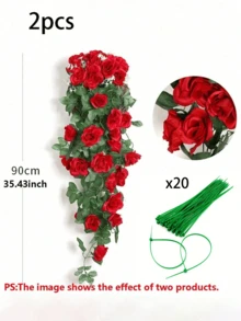 1/2pcs 35 Inch 18 Flower Head Artificial Rose Vine, Faux Flowers, Red Artificial Rose Hanging Garland, Suitable For Mother's Day Gift, Graduation Ceremony, Bathroom, Room Decor, Wedding Backdrop, Bridal Shower, Birthday Party, Home Living Wall, Garden Arch, Balcony, Outdoor Fence - Multicolor - View 18