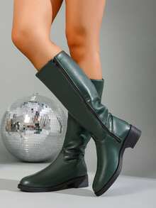Women's Soft Sole Black Boots, British Style Versatile Ankle Boots, Slimming Foot-Flattering Boots - Green - View 5