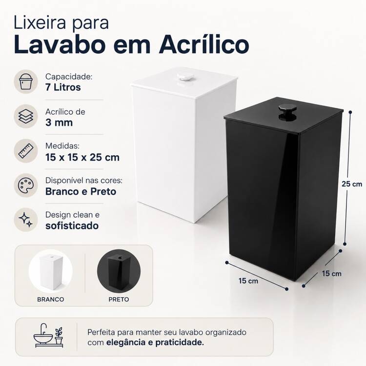 Luxury Acrylic Trash Can 3mm - màu đen - Xem 4