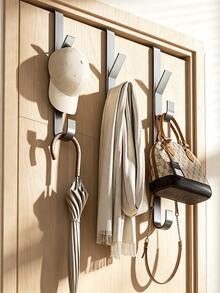 Space Saving Vertical Design Storage Hanging Hook Rack Heavy Duty Metal Multipurpose Towel Rack No Drill Mop Holder Shower Clothes Hanger Wall Mounted Towel Hooks Without Drilling Room Decor Bathroom Home Decor Bathroom Decor Key Holder - View 8