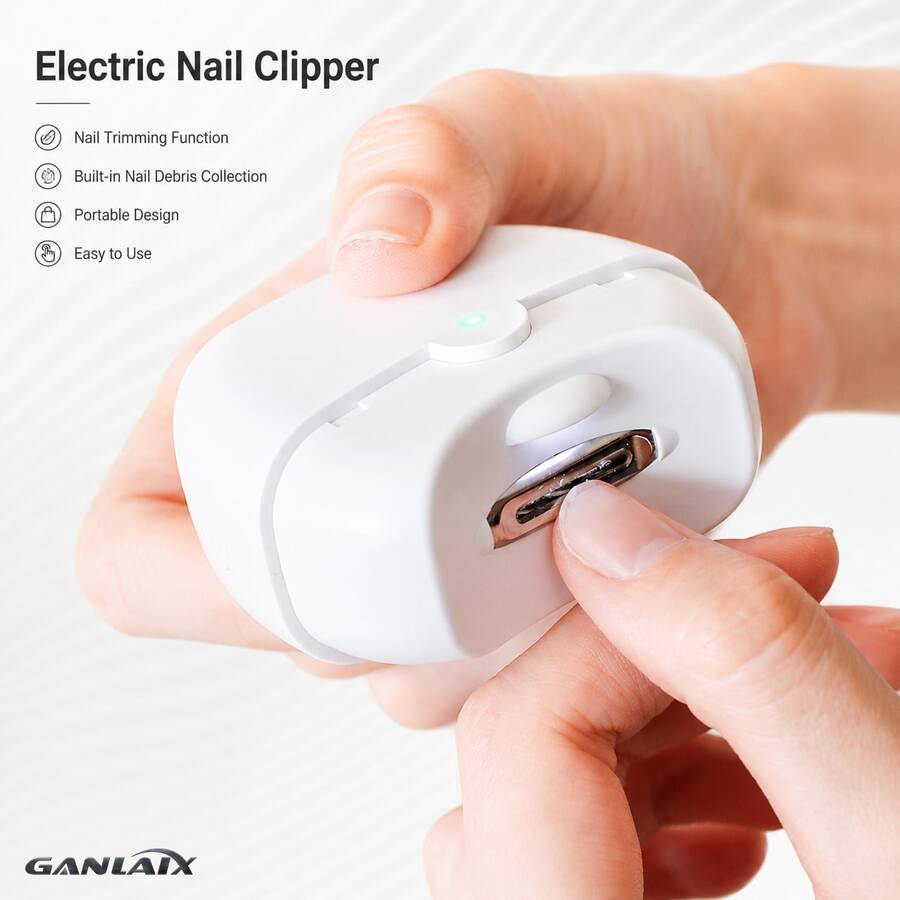 GANLAIX Electric Nail Clipper, 300mAh Apple-Shaped Trimmer With LED Light, Built-In Nail Clipping Collector, Easy Operation, Portable Design